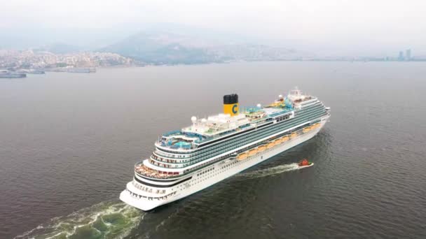 Aerial Drone Shot Costa Venezia Cruise Ship Route High Quality — Stockvideo