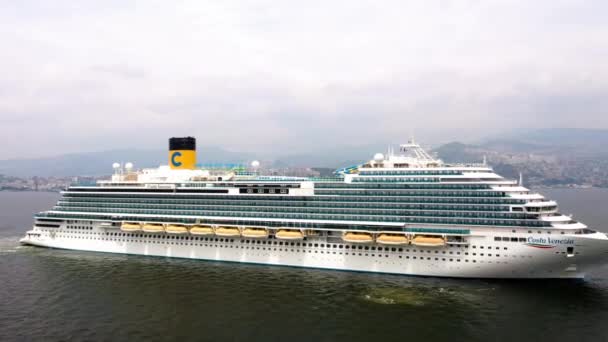 Aerial Drone Shot Costa Venezia Cruise Ship Route High Quality — Vídeo de Stock