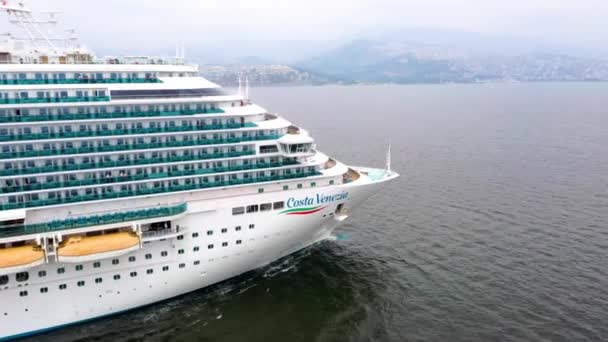 Aerial Drone Shot Costa Venezia Cruise Ship Route High Quality — Stok Video