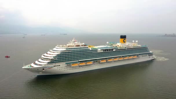 Aerial Drone Shot Costa Venezia Cruise Ship Route High Quality — Vídeo de stock