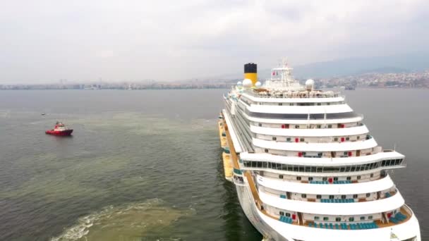 Aerial Drone Shot Costa Venezia Cruise Ship Route High Quality — Stock Video