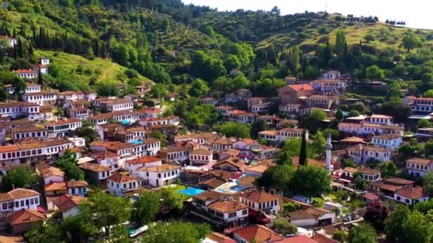 Güneşli Bir Günde Selcuk Sirince Köyünün Tarihi Yunan Evlerinin Hava — Stok video