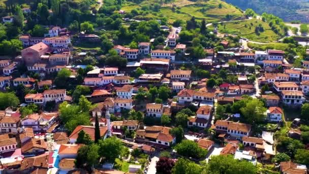 Aerial Shot Selcuk Sirince Village Historical Greek Houses Sunny Day — Stock Video