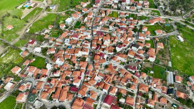 Urla Badem Köyü 'nün havadan görünüşü. Yüksek kalite fotoğraf