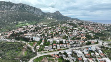 İzmir Karaburun bölgesinin havadan görüntüsü. Yüksek kalite fotoğraf