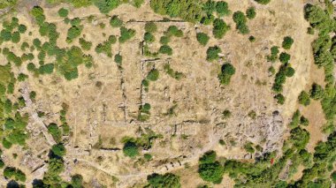 Cesme ildir erythrai antik şehir kilisesinin havadan görünüşü. Yüksek kalite fotoğraf