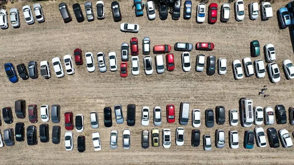 Vollständige Luftaufnahme Der Autos Auf Dem Parkplatz Hochwertiges Foto — Stockfoto