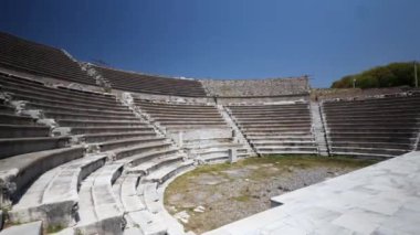 Antik Asklepion şehrindeki tarihi nesnelerin detaylı görüntüsü. Yüksek kalite 4k görüntü