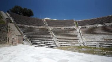 Antik Asklepion şehrindeki tarihi nesnelerin detaylı görüntüsü. Yüksek kalite 4k görüntü