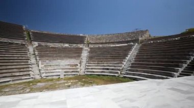 Antik Asklepion şehrindeki tarihi nesnelerin detaylı görüntüsü. Yüksek kalite 4k görüntü