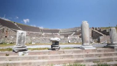 Antik Asklepion şehrindeki tarihi nesnelerin detaylı görüntüsü. Yüksek kalite 4k görüntü