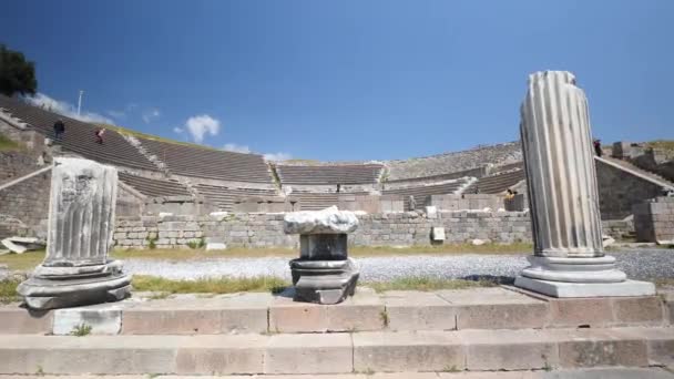 Vista Detalhada Objetos Históricos Antiga Cidade Asklepion Imagens Alta Qualidade — Vídeo de Stock