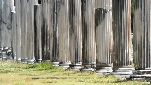 Asklepion古城历史文物的详细视图 高质量的4K镜头 — 图库视频影像