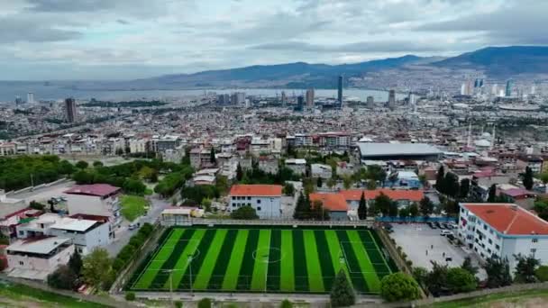 Vista Aérea Del Campo Fútbol Líneas Fútbol Con Dron Imágenes — Vídeo de stock