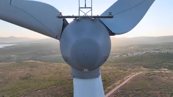 Vue Aérienne Panoramique Parc Éoliennes Coucher Soleil Images Haute Qualité — Video