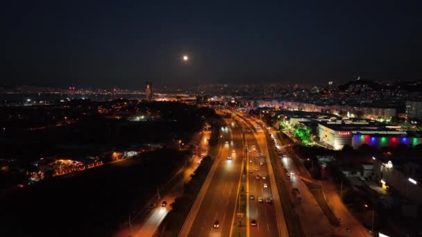 Widok Miasto Izmir Nocy Wysokiej Jakości Materiał — Wideo stockowe