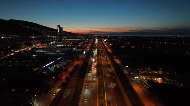 Vista Nocturna Ciudad Izmir Imágenes Alta Calidad — Vídeos de Stock
