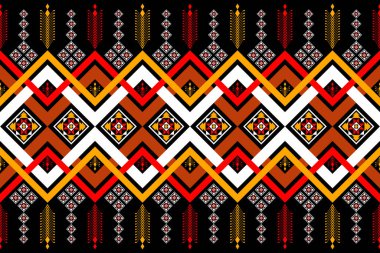 Etnik geometrik kusursuz desen. Giysiler, dekoratif kağıtlar, ambalajlar, tekstil, nakış, illüstrasyon, vektör, halı için geometrik tasarım kullanılabilir.