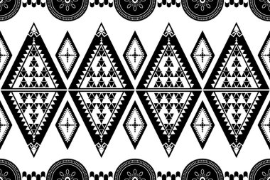 Etnik geometrik kusursuz desen. Giysiler, dekoratif kağıtlar, ambalajlar, tekstil, nakış, illüstrasyon, vektör, halı için geometrik tasarım kullanılabilir.