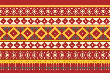 Etnik geometrik kusursuz desen. Giysiler, dekoratif kağıtlar, ambalajlar, tekstil, nakış, illüstrasyon, vektör, halı için geometrik tasarım kullanılabilir.
