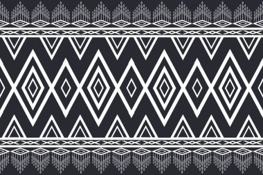 Etnik geometrik kusursuz desen. Giysiler, dekoratif kağıtlar, ambalajlar, tekstil, nakış, illüstrasyon, vektör, halı için geometrik tasarım kullanılabilir.