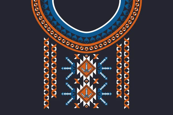 民族领子花边东方图案 阿兹特克风格的绣花抽象矢量插图 时尚质感 纺织品 布料设计 — 图库照片