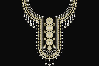 Etnik yakalı dantel doğulu desen. Aztek stili nakış, soyut vektör çizimi. Moda dokusu, tekstil, kumaş, gömlek, kumaş tasarımları 