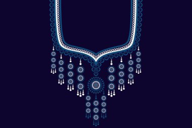 Etnik yakalı dantel doğulu desen. Aztek stili nakış, soyut vektör çizimi. Moda dokusu, tekstil, kumaş, gömlek, kumaş tasarımları