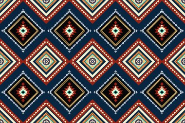 Etnik geometrik kusursuz desen. Giysiler, dekoratif kağıtlar, ambalajlar, tekstil, nakış, illüstrasyon, vektör, halı için geometrik tasarım kullanılabilir.