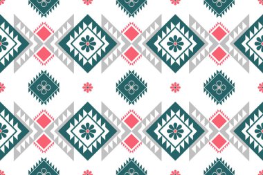 Etnik geometrik kusursuz desen. Kumaş, kıyafet, dekoratif kağıt, ambalaj, tekstil, halı, nakış, illüstrasyon, vektör tasarımı