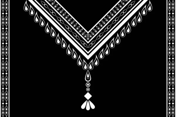 Έθνικ Γιακά Δαντέλα Ανατολίτικο Μοτίβο Παραδοσιακό Μαύρο Φόντο Αζτέκων Στυλ — Φωτογραφία Αρχείου