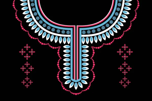 Collar Étnico Encaje Patrón Oriental Tradicional Sobre Fondo Negro Ilustración — Foto de Stock