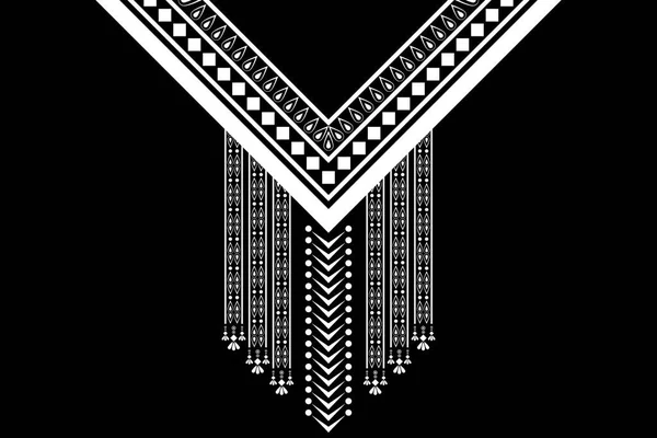 Etniczne Koronki Orientalny Wzór Tradycyjny Czarnym Tle Aztecki Styl Haft — Zdjęcie stockowe