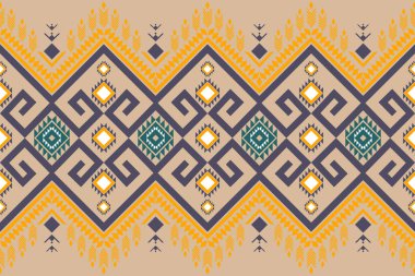 Etnik geometrik kusursuz desen. Giysiler, dekoratif kağıtlar, ambalajlar, tekstil, nakış, illüstrasyon, vektör, halı için geometrik tasarım kullanılabilir.