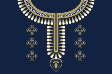 Etnik kolye nakış deseni. Aztek stili nakış, soyut vektör çizimi. Moda dokusu, tekstil, kumaş, gömlek, kumaş tasarımları