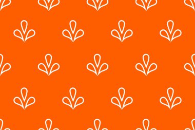 Turuncu arka planda kusursuz desenli karalama yaprakları. Vektör illüstrasyonu.