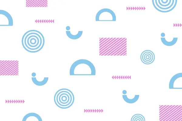 Geometric shapes seamless pattern. Vector illustration. Blue and pink colors.