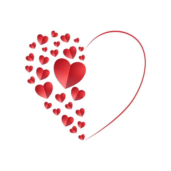 Fondo Del Día San Valentín Con Corazones Rojos Ilustración Vectorial —  Fotos de Stock