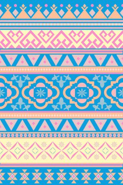 Geometrik etnik oryantal dikişsiz desen. Kumaş tasarımında giysi, tekstil, ambalaj, arka plan, duvar kağıdı, halı için kullanılabilir