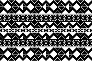 Soyut geometrik etnik kökenli, kusursuz desen. Kumaş tasarımında giysi, tekstil, ambalaj, arkaplan, duvar kağıdı, halı, nakış için kullanılabilir