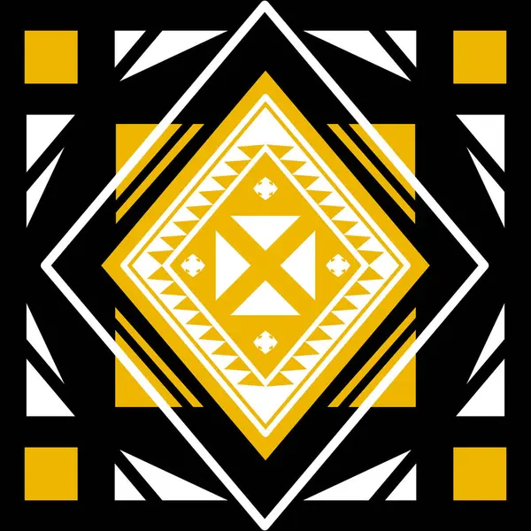 Abstract geometric pattern with lines, rhombuses a seamless background. Yellow and white on black background.