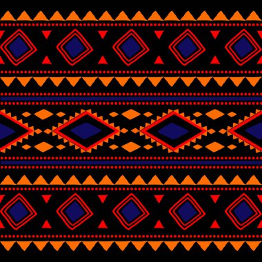 El çizimi geometrik etnik model. Geometrik etnik model Amerikan tarzı. Kumaş tasarımında giysi, tekstil, ambalaj, arka plan, duvar kağıdı, halı, nakış için kullanılabilir