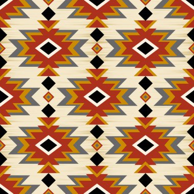 Navajo. Navajo tasarım deseni kumaş tasarımında giysi, tekstil, ambalaj, arkaplan, duvar kağıdı, halı, nakış, Aztek tarzı için kullanılabilir.