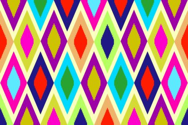 Kusursuz ve soyut bir model. Kare soyut tarzı. Arka plan, duvar kağıdı, tekstil, kumaş, giysi, nakış için ikat deseni tasarımı