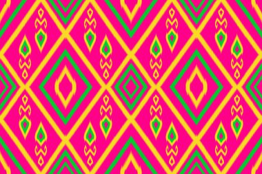 Kusursuz ve soyut bir model. Kare soyut tarzı. Arka plan, duvar kağıdı, tekstil, kumaş, giysi, nakış için ikat deseni tasarımı