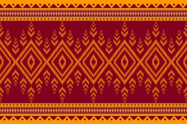 Soyut ikat geometrik kusursuz desen. Soyut ikat geometrik şablon tarzı. Arka plan, duvar kağıdı, tekstil, kumaş, giysi, nakış, baskı için ikat geometrik tasarımı