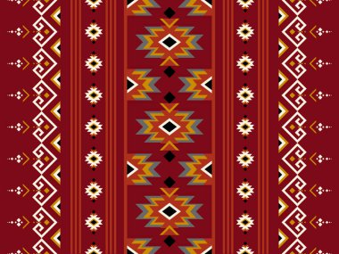 Navajo desenli tasarım. Amerikan yerlileri gibi. Kumaş tasarımında giysi, tekstil, ambalaj, arkaplan, duvar kağıdı, halı, nakış, baskı için kullanılabilir