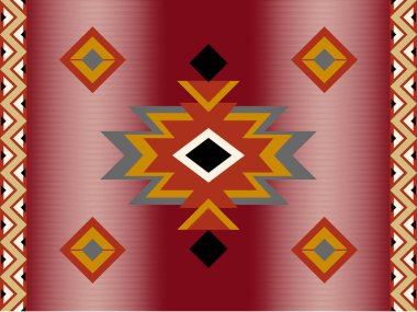 Navajo desenli tasarım. Amerikan yerlileri gibi. Kumaş tasarımında giysi, tekstil, ambalaj, arkaplan, duvar kağıdı, halı, nakış, baskı için kullanılabilir
