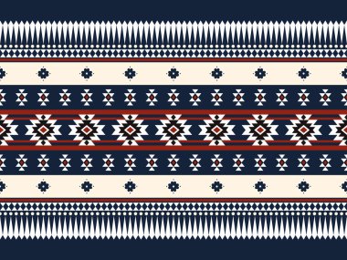 Navajo desenli tasarım. Amerikan yerlileri gibi. Kumaş tasarımında giysi, tekstil, ambalaj, arkaplan, duvar kağıdı, halı, nakış, baskı için kullanılabilir