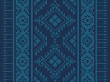 Navajo desenli tasarım. Amerikan yerlileri gibi. Kumaş tasarımında giysi, tekstil, ambalaj, arkaplan, duvar kağıdı, halı, nakış, baskı için kullanılabilir